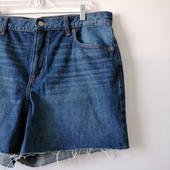 Old Navy Womens Denim Blue High Rise Flat Front Frayed Hem Bermuda Short Size 16 - Picture 2 of 7